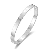 YOGAZEN Edelstahl Armband Damen, 17 cm Armband Silber Mit Schließe Armspange Gravur, Vintage Adjustable Stackable Bracelets, Arm Jewelry for Women Wedding Party