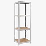 TKT – Work System Steckregal mit Holzböden 180x46x46cm - Verzinktes Regal mit 175kg Tragkraft pro Boden. Schwerlastregal mit 4 Böden für Werkstatt, Wohn- & Kellerraum