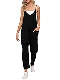 Cegerne Latzhose Damen Arbeitshose Lose Overall Jumpsuit Ärmelloser Latzhosen mit Große Taschen, Schwarz, L
