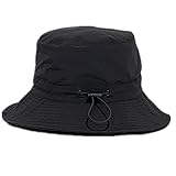 LANLYLGQ Fischerhut Wasserdicht Sonnenhut Schnell Trocken Bucket Hut Regenhut Unisex Herren Damen Eimmerhut (Schwarz)