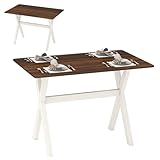 LIFEZEAL Esstisch für 4-6 Personen, 110 x 71 cm Küchentisch Vintage, Platzsparender Esszimmertisch mit X-Holzbeinen, Dining Table für Wohnzimmer, Restaurant, Max. 100 kg, Braun