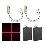 2 Stück Fokussierbare Lasermodul Kreuzlaser Fokus Einstellbar Laser Rot Laserlinie 3-5V 650nm mit Kunststoff Linsen+ AA Batteriehalter,verwendet für Korrektur und Ausrichtung von Industriegebäuden