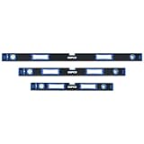 GEPCO Profi Wasserwaagen Set 3 tlg Aluminium 3 Libellen 60 + 80 + 120 cm Richtwaage Lineal Magnetisch Messtoleranz: 0,5mm/m