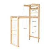 Klettergerüst Sprossenwand mit Turnstange Strickleiter Schaukel Kletternetz Indoor Kinderzimmer Holz