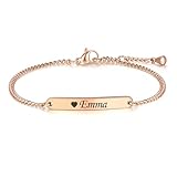 TMT Personalisiertes Armband Damen mit Gravur | Armband mit Namen in Silber, Gold und Rosegold | Mutter Tochter Trauzeugin Freundin Armband | Tolles Geschenk für Frauen Weihnachten, Taufe, Geburtstag