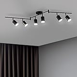 Bojim LED Deckenstrahler 6 Flammig, GU10 Deckenleuchte Schwenkbar Schwarz Deckenspot, Modern Deckenlampe Strahler Metall Spotleuchte für Wohnzimmer, Küche, Schlafzimmer(Ohne Leuchtmittel)