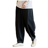 Haremshose Herren Lang Baggy Outdoorhose Lange Casual Weitbeinhose Cargo Hose Loose Fit Strandhosen für Herren Streetwear Sommer Cordhose Outdoor-Komfort lockere Jogginghose Sporthose