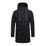 UHouse Wintermantel Herren Steppmantel Winter Puffer Mantel mit Kapuze Dicke Daunenmantel Warm Winterjacke Outdoor Steppjacke Lang Mäntel Männer Winterparka Lange Pufferjacke Parka Schwarz XL