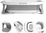 Twistshake faltbare und rutschfeste Babybadewanne | Ergonomisch zusammenklappbar und sicher | Tragbare Badewanne für Kleinkinder | Duschwanne für Kleinkinder | 0+ Monate | Kapazität: 30L | Grau Weiß