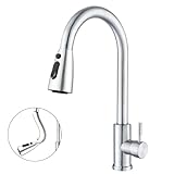 SURFOU Wasserhahn Küche Ausziehbar Schlauch, Küchenarmatur mit Brause Hochdruck, Spültischarmatur Wasserhähne Spüle, Mischbatterie Edelstahl Kitchen Faucet with Sprayer Armatur Kitchen Tap