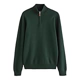NEXT Herren Pullover, 100% Baumwolle, Premium Half Zip Pullover, Regular Fit Waldgrün XXL