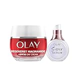 Olay Niacinamid + SPF30 Feuchtigkeitsspendende Tagescreme 50 ml und Super-Serum, 5 Vorteile in 1, 14 ml, 2 Stück, straffere und hydratisierte Haut