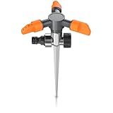 Brandson - 3 Fach Rasensprinkler mit Erdspieß – Rasensprenger 360 Grad - Flächenregner Sprühregner - Sprinkler mit 3 Arm – Einstellbarer Winkel 45° bis 90° - Reichweite bis zu 7m - robuster Spike