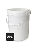 Trevendo 20 Liter Eimer mit Deckel und Metallgriff, lebensmittelecht - luftdicht - stabil - stapelbar - Leereimer zur sicheren Lagerung inkl. Trevendo Beschriftungsetikett