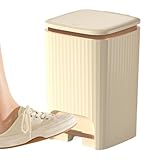 Treteimer für die Küche – Abfalleimer für Badezimmer | Mülleimer schieben kann | Küchenmülleimer mit Deckel | Mülleimer mit Presse und Fußpedal | 15 l Korb d'o