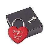 LAUBLUST Liebesschloss mit Gravur und Schlüssel inkl. Geschenkbox - Im Herzen Verbunden - Personalisiertes Geschenk für Paare | Schloss für Brautpaare & Verliebte | Geschenk zur Hochzeit & Verlobung