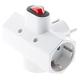 Zenitech - Triplite Schuko 16A Mit Schalter - Steckdosenleiste 3 Ausgänge Kompatibel Mit Elektrischen Geräten - Maximalleistung 2300W - Ideal Für Enge Räume - Weiß