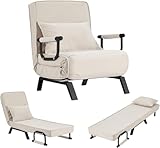 Hetpar Sofa,Schlafsessel 3 in 1 mit bettfunktion, Gästebettfür, Schlafsofa mit Bettfunktion, Verstellbarer Rückenlehne, Wohnzimmer, Schlafzimmer, Balkon (White)