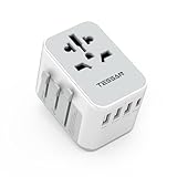 TESSAN Reiseadapter Weltweit, Universal Reisestecker mit 3 USB A und 1 USB C, Internationaler Steckdosenadapter, Universaladapter für England USA Japan Thailand Australien, Travel Adapter