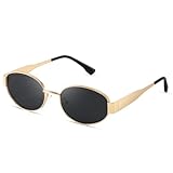 kunchu Sonnenbrille-Damen-Polarisiert-Unisex-Herren-Gold-Metal-Retro-Oval-Trendy-Sonnenbrillen-Vintage-Uv400-Classic-Ultraleicht-Schutz，Geeignet FüR Camping-fotografie-Outdoor-Geschenke für frauen-1