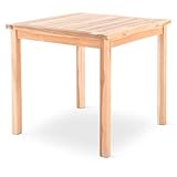 Gartentisch Beistelltisch aus massivem Teak Holz - großer, Quadratischer Holztisch 80 x 80 cm, wetterfest für Garten, Balkon und Terrasse Natur