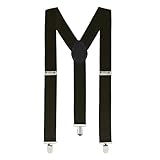 KarneLux Hosenträger für Damen und Herren Verstellbar - Accessoire für Karneval, Fasching, Halloween und Mottopartys (Schwarz)