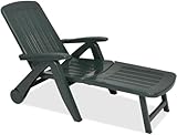 Tomaino Sonnenliege aus Kunststoff für den Garten Sun – verstellbare Rückenlehne, zusammenklappbar mit Rädern – Entspannung beim Camping, Strand, Pool, für den Außenbereich (grün)