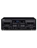 Teac W-1200 Doppel-Kasettendeck (Kassettenspieler zur Aufnahme/Wiedergabe, Mikrofoneingang, USB-Ausgang für digitale Aufnahme auf PC/Mac) Schwarz