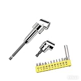 CUVZORA 105° Winkelschrauber Vorsatz Adapter, Winkelbohraufsatz für Akkuschrauber mit 1/4 Zoll Sechskantschaft, Winkelaufsatz für Garage Bauarbeiter, ideal für Wohnwagen Zubehör (Kurz + Lang)