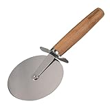 Fackelmann Pizzaschneider XXL für Pizza und Flammkuchen – Pizzarad mit scharfer Edelstahlklinge – Pizzaroller mit ergonomischem Griff aus Buchenholz – ca. 23 cm