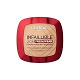 L'Oréal Paris Wasserfestes Puder Make-up mit hoher Deckkraft, Deckendes Kompaktpuder mit mattem Finish und 24h Halt, Infaillible 24H Fresh Wear Foundation Powder, Nr. 220 Sand, 1 x 9 g