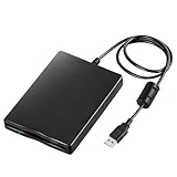 Leikurvo USB Externes Diskettenlaufwerk Tragbar FDD 1,44MB 3,5 Zoll, Slimline Floppy Disk Drive Externe Kartenleser Computerzubehör Extern Entfernbar Kompatibel mit PC und MAC, Plug and Play, Schwarz