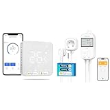 Meross Smart Elektrische Thermostat & Smart Thermostat Steckdose für HomeKit Digital WLAN Temperaturregler WiFi Heizungsthermostat Steckdose mit Fühler für Heizung und Kühlung 16 A, 2,4GHz