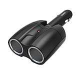 Hama Zigarettenanzünder Verteiler, Doppelstecker (12V Zigarettenanzünder Buchse, 2-Fach, 12V Doppelstecker, Doppel Zigarettenanzünder, Gelenkstecker, 180°, Auto Zubehör, Kfz Verteilerdose) schwarz