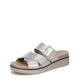 LifeStride Damen Getaway Schiebe-Sandalen, Silberfarben metallisch, 40 EU Weit