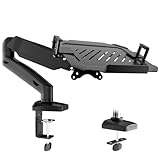 PUTORSEN Monitor Arm mit Laptopablage für 17 bis 32 Zoll LCD LED Bildschirm & bis zu 17 Zoll Notebook, Vollständig Verstellbarer Monitor Laptop Halterung Schreibtisch, 2 Befestigungsmöglichkeiten