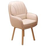 MakeupVanityChair Ergonomischer Schreibtischstuhl mit Armlehnen, Massivholzbeine, ideal für Schlafzimmer und Büro, stilvoll, weiß, Akzentmöbel