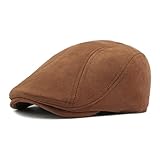 HIQIU Wildleder Schiebermütze Herren Barett Cap, Vintage Schirmmütze Herren Flat Cap Damen Freizeit Newsboy Cap Baskenmütze (DE/NL/SE/PL, Alphanumerisch, Einheitsgröße, Braun)