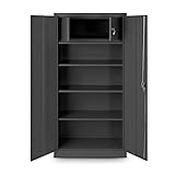 Jan Nowal Aktenschrank mit Geheimfach 185 x 90 x 45cm | Metallschrank Büroschrank Stahlblech Pulverbeschichtung | Anthrazit