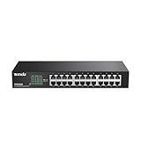 Tenda Switch 24 Port Gigabit LAN Switch 19 Zoll Rackeinbau Netzwerk Switch (Plug-and-Play, Lüfterlos, Metallgehäuse, Schwarz) (TEG1024D)