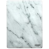 Cook Concept KD3348 Schneidebrett aus gehärtetem Glas, rechteckig, Marmor-Effekt, Weiß/Grau, H 0,4 x 30 x 40 cm