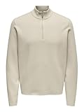 ONLY & SONS Herren ONSCOOPER REG 12 Half Zip HIGH Neck Knit Strickpullover, Silver Lining, Large
