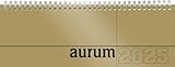 Zettler - Tisch-Querkalender 2025 aurum, 29,7x13,5cm, Bürokalender mit 112 Seiten, Monatsübersicht, Notizbereich, Mondphasen, Ringbindung und internationales Kalendarium