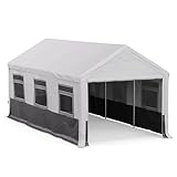 Blumfeldt Party Haven Pavillon 3x3 m, wasserdicht, Winterfest, Top-Qualität 170 g PE Dach - Weiß/Dunkelgrau, perfekte Terrassenüberdachung, stabil & robust - einfach zu montierendes Partyzelt