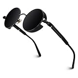 GQUEEN Retro Runde Steampunk Polarisierte Sonnenbrille Herren Damen UV400