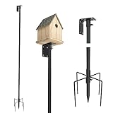 Urban Deco Vogelhaus-Stangenhalterungsset, 203 cm, verstellbar, Kolibri, Vogelfutterstange, Stützstange, Universalständer Set mit 5 Zinken für Outdoor, Hof, Schwarz