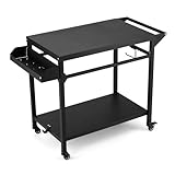 GarveeLife Grillwagen für den Außenbereich, Pizzaofen, Standtisch mit feststellbaren Rädern für Außenterrasse, strapazierfähig, beweglich, Outdoor-Kochvorbereitungstisch, BBQ, Smoker-Wagen für