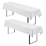 2 Stück Biertisch Tischdecke, 100x250cm Biertische Hussen, Blickdichte Biertisch Bierzeltgarnitur Waschbar Biertischdecke, Tischdecke Bierzeltgarnitur Universal für Gartenbankett-Gartenmöbel, Weiß