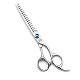 Moontay Hundeschere Professionelle Pflegeschere für Hunde Effilierschere Chunkerschere zum Ausdünnen Schneiden 7 Zoll 440c japanische Edelstahlschere Hundepflege-Schere Silber