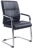 CLP Freischwinger Besucherstuhl XXL Anubis I Stabiler Und Pflegeleichter Stuhl Mit Kunstlederbezug Und Bodenschoner I 260 kg Belastbarkeit, Farbe:schwarz